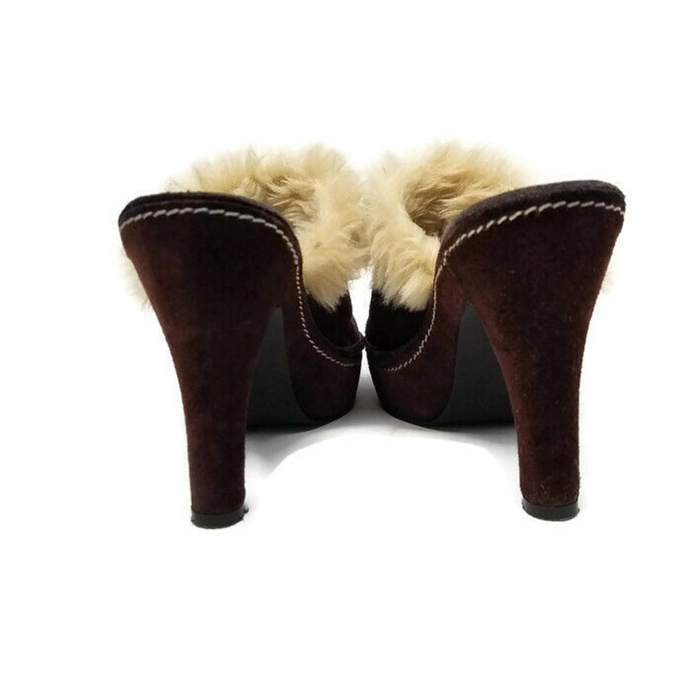 Sam & Libby SIBYLA Brown Winter Suede Fur Platform Clogs Mules Womens 6M - Picture 6 of 10